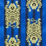 Jokhang Tiger Velvet Fabric – BLUE | Schumacher | Wallpaper Jokhang Tiger Velvet fabric BLUE color by Schumacher