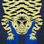 Jokhang Tiger Velvet Fabric – BLUE | Schumacher | Wallpaper Jokhang Tiger Velvet fabric BLUE color by Schumacher