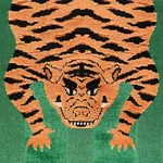 Jokhang Tiger Velvet Fabric – GREEN | Schumacher | Wallpaper Jokhang Tiger Velvet fabric GREEN color by Schumacher
