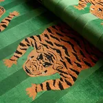 Jokhang Tiger Velvet Fabric – GREEN | Schumacher | Wallpaper Jokhang Tiger Velvet fabric GREEN color by Schumacher