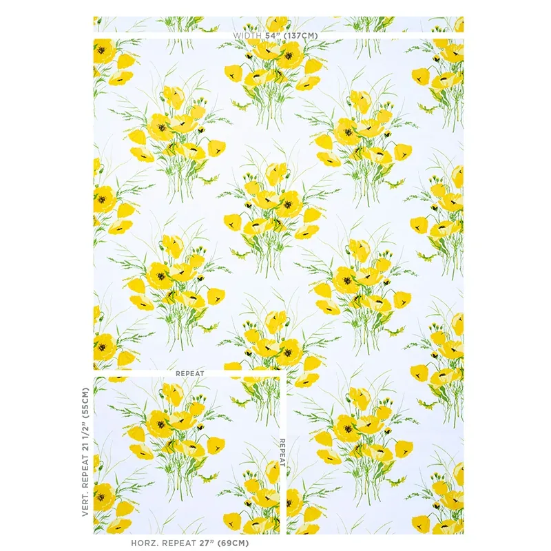 JONI CHINTZ fabric YELLOW color by Schumacher