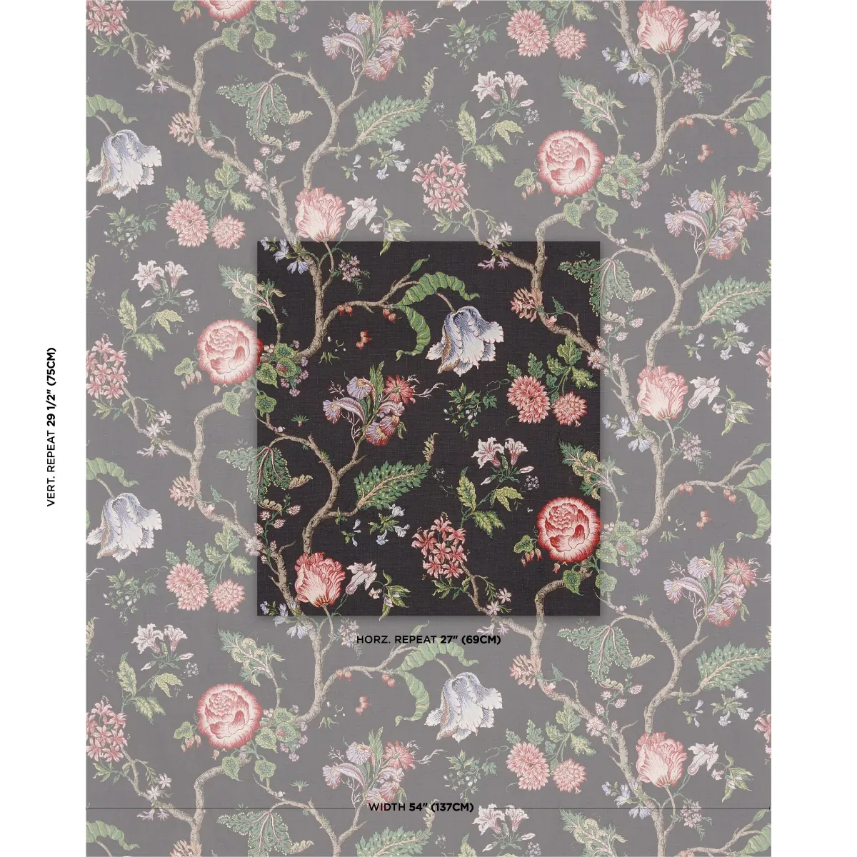 JOSEPHINE Fabric – NOIR | Schumacher | Wallpaper Twins JOSEPHINE fabric NOIR color by Schumacher