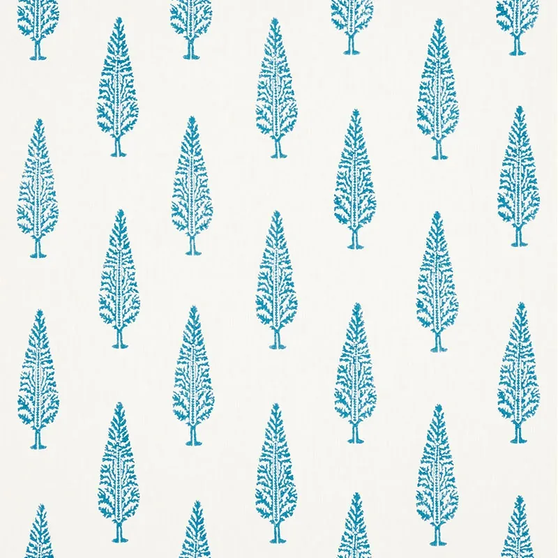 JUNIPER BLOCK PRINT fabric BLUE color by Schumacher