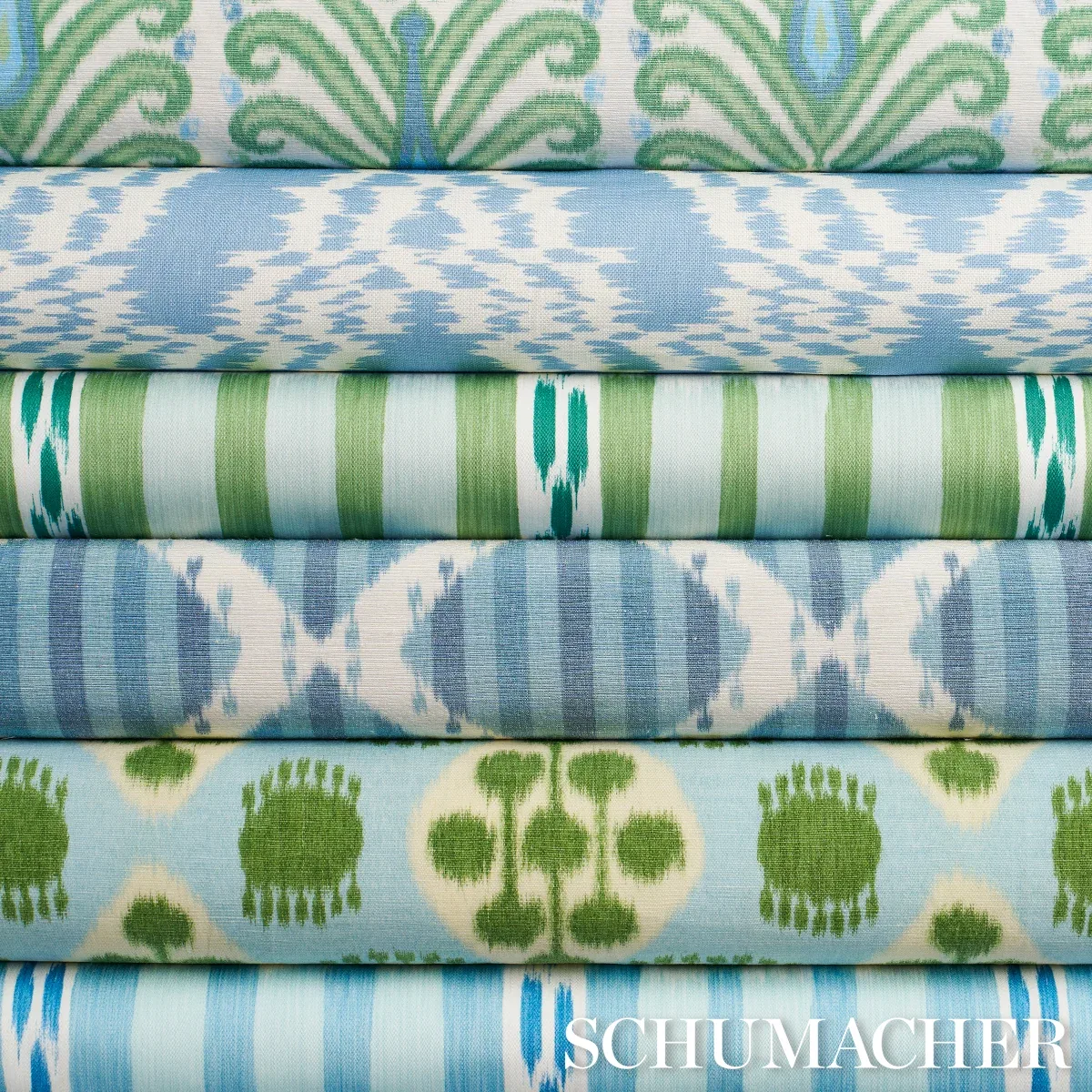 KAI STRIPED IKAT Fabric – BLUE | Schumacher | Wallpaper Twin KAI STRIPED IKAT fabric BLUE color by Schumacher