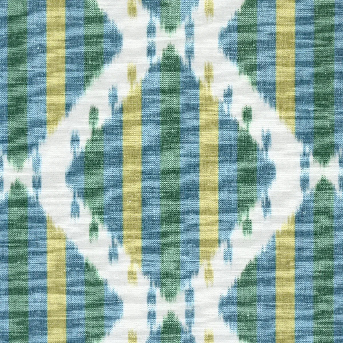 KAI STRIPED IKAT fabric GREEN color by Schumacher