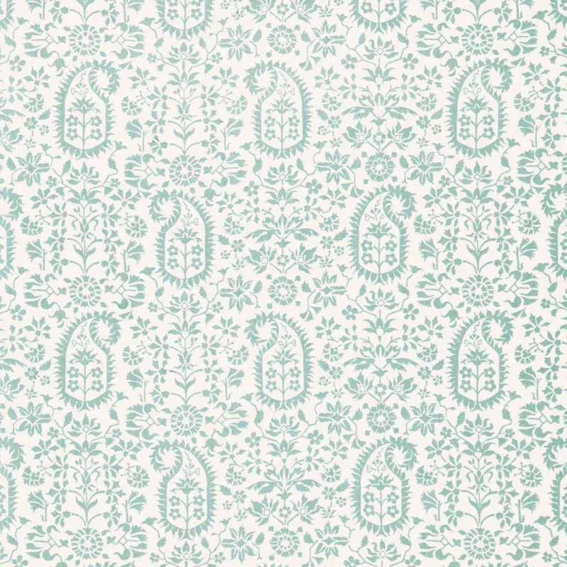 KALIKA PAISLEY PRINT fabric AQUAMARINE color by Schumacher