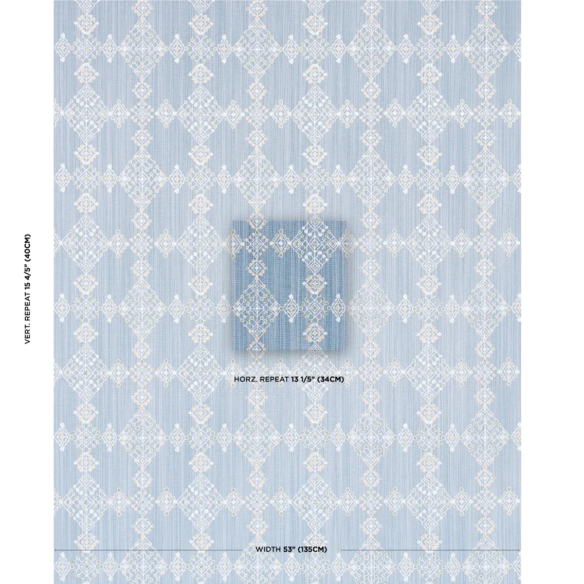 KALINDI EMBROIDERY Fabric – DENIM | Schumacher | Wallpaper T KALINDI EMBROIDERY fabric DENIM color by Schumacher
