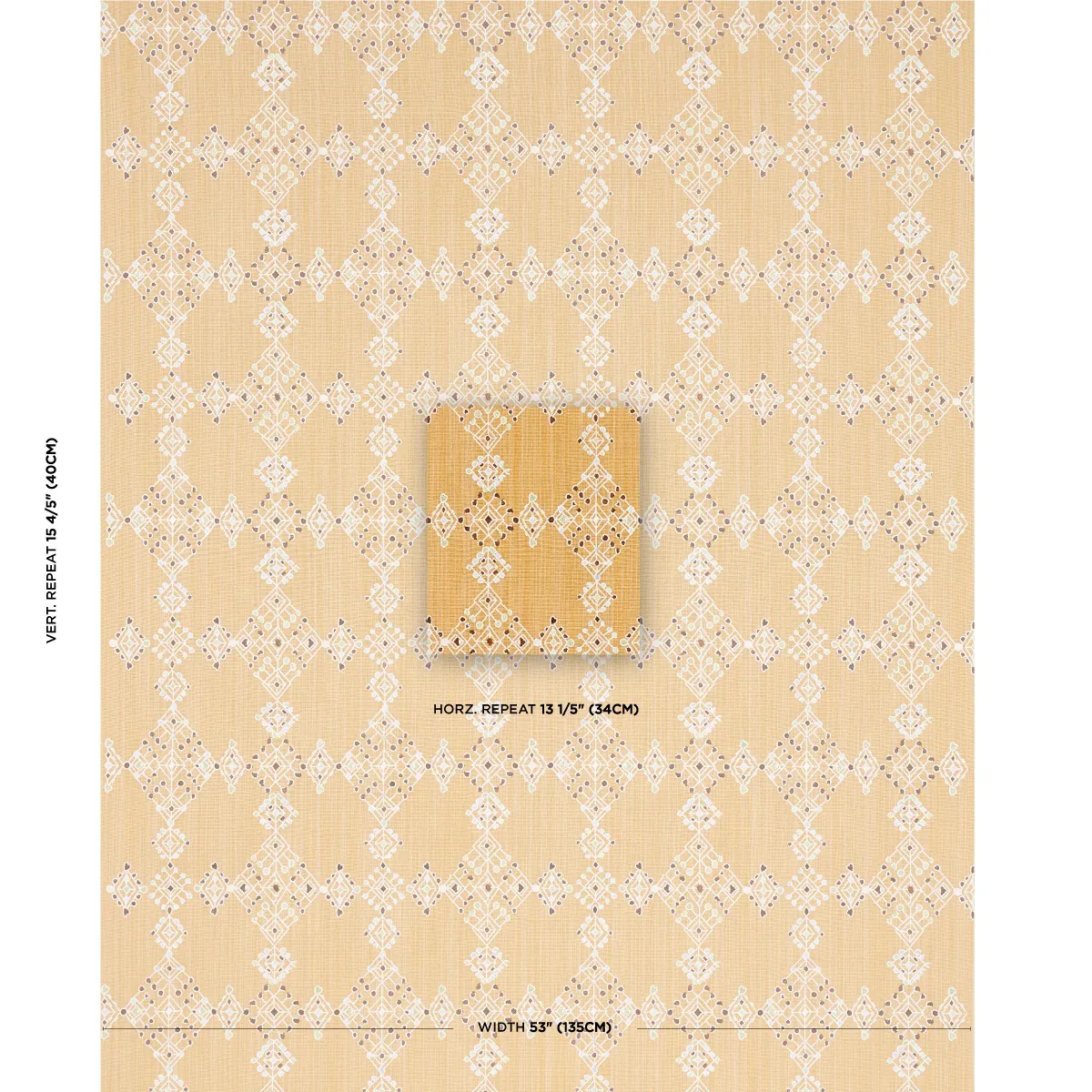 KALINDI EMBROIDERY Fabric – SAFFRON | Schumacher | Wallpaper KALINDI EMBROIDERY fabric SAFFRON color by Schumacher