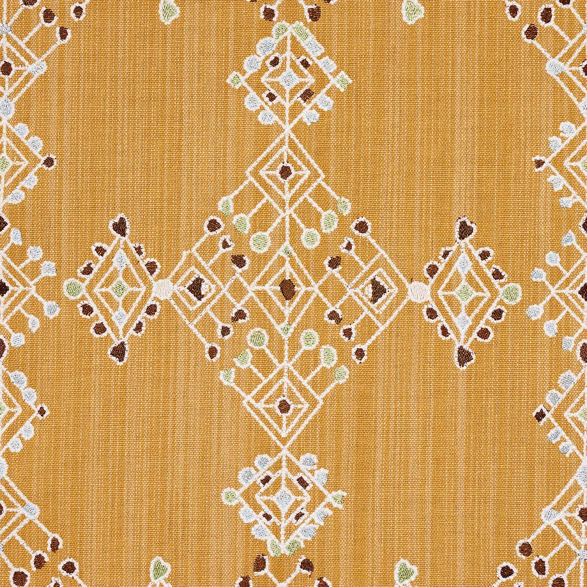KALINDI EMBROIDERY Fabric – SAFFRON | Schumacher | Wallpaper KALINDI EMBROIDERY fabric SAFFRON color by Schumacher
