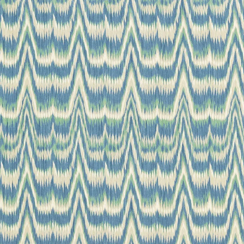 KAMALIA IKAT PRINT fabric AEGEAN color by Schumacher
