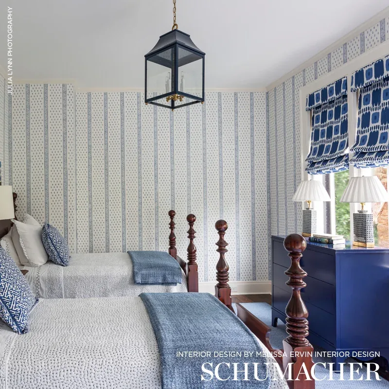 KANDIRA Fabric – BLUES | Schumacher | Wallpaper Twins KANDIRA fabric BLUES color by Schumacher