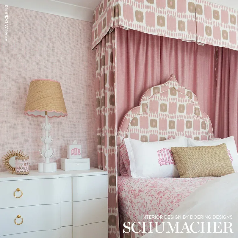 KANDIRA Fabric – PINK | Schumacher | Wallpaper Twins KANDIRA fabric PINK color by Schumacher