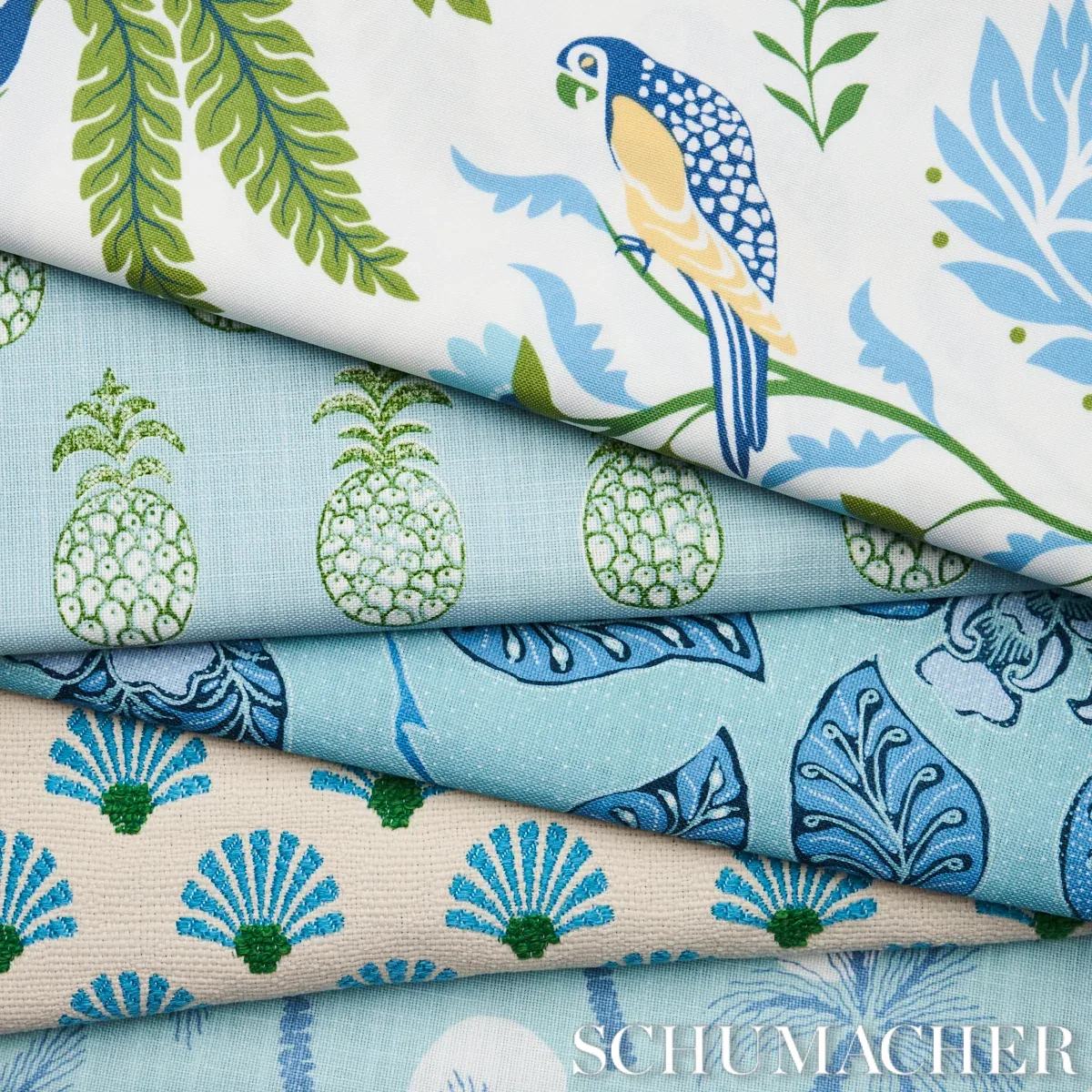 KAVA CAY INDOOR/OUTDOOR Fabric – BLUES | Schumacher | Wallpa KAVA CAY INDOOR/OUTDOOR fabric BLUES color by Schumacher