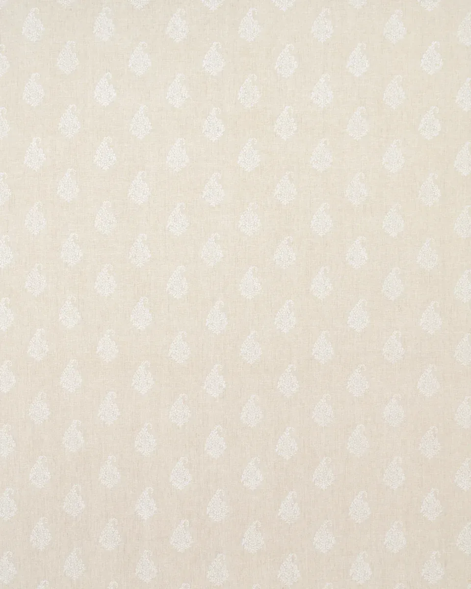 KERALA PAISLEY Fabric – WHITE ON NEUTRAL | Schumacher | Wall KERALA PAISLEY fabric WHITE ON NEUTRAL color by Schumacher