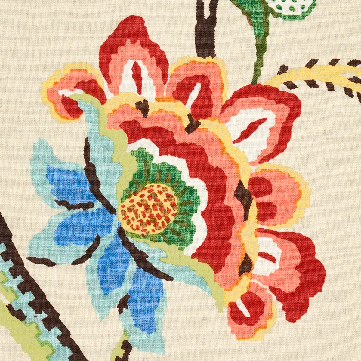 KHANTAU TREE fabric CREAM color by Schumacher