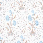 KHILANA FLORAL Fabric – SKY | Schumacher | Wallpaper Twins KHILANA FLORAL fabric SKY color by Schumacher