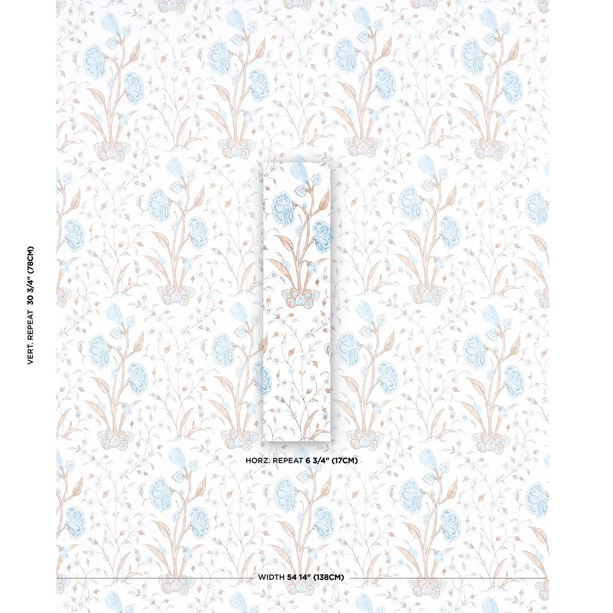 KHILANA FLORAL Fabric – SKY | Schumacher | Wallpaper Twins KHILANA FLORAL fabric SKY color by Schumacher