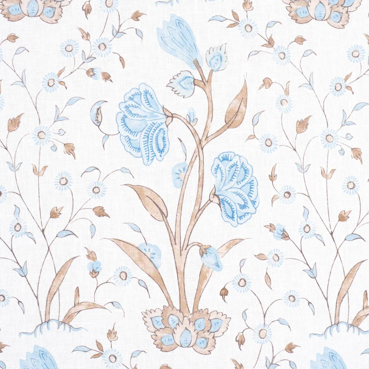 KHILANA FLORAL Fabric – SKY | Schumacher | Wallpaper Twins KHILANA FLORAL fabric SKY color by Schumacher