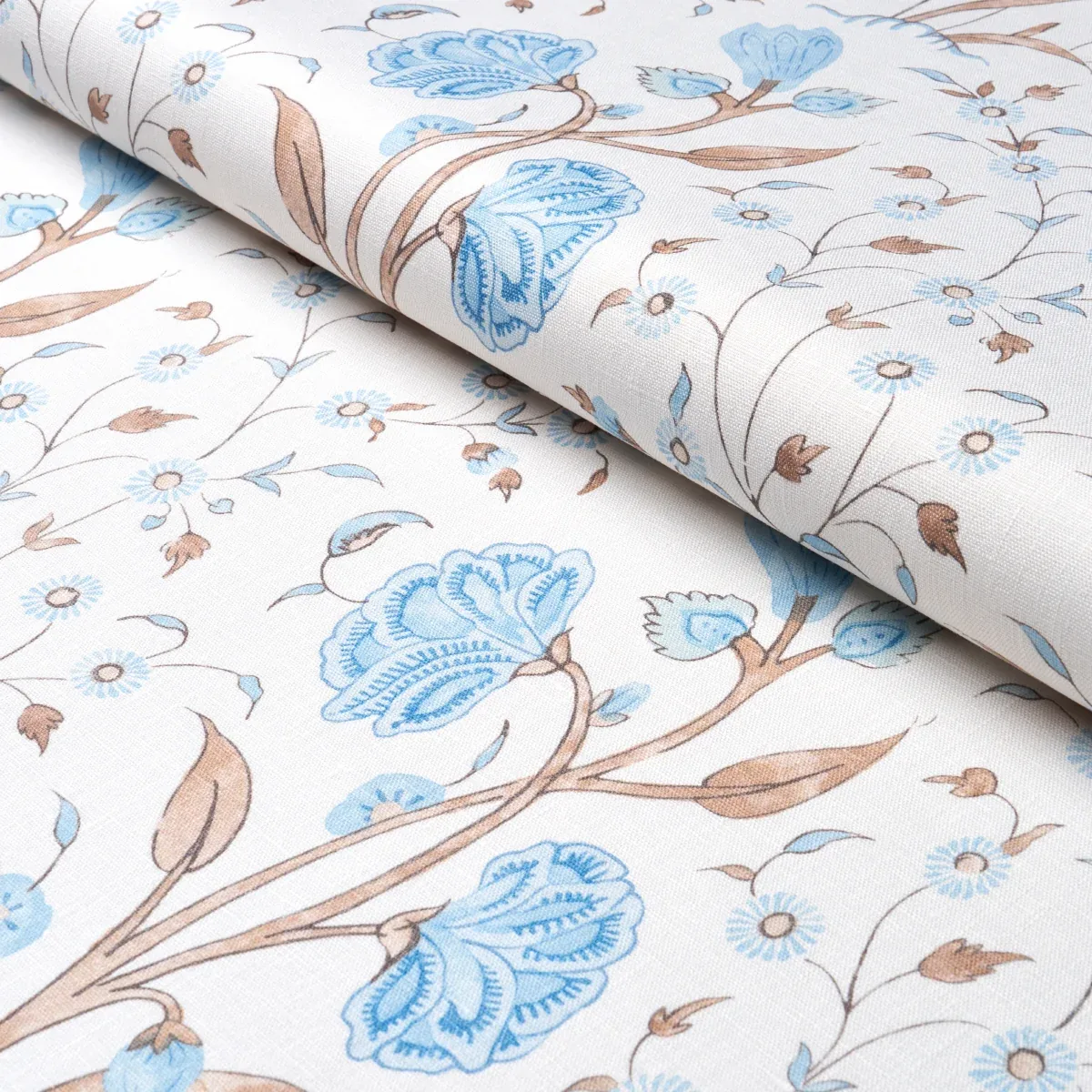 KHILANA FLORAL Fabric – SKY | Schumacher | Wallpaper Twins KHILANA FLORAL fabric SKY color by Schumacher