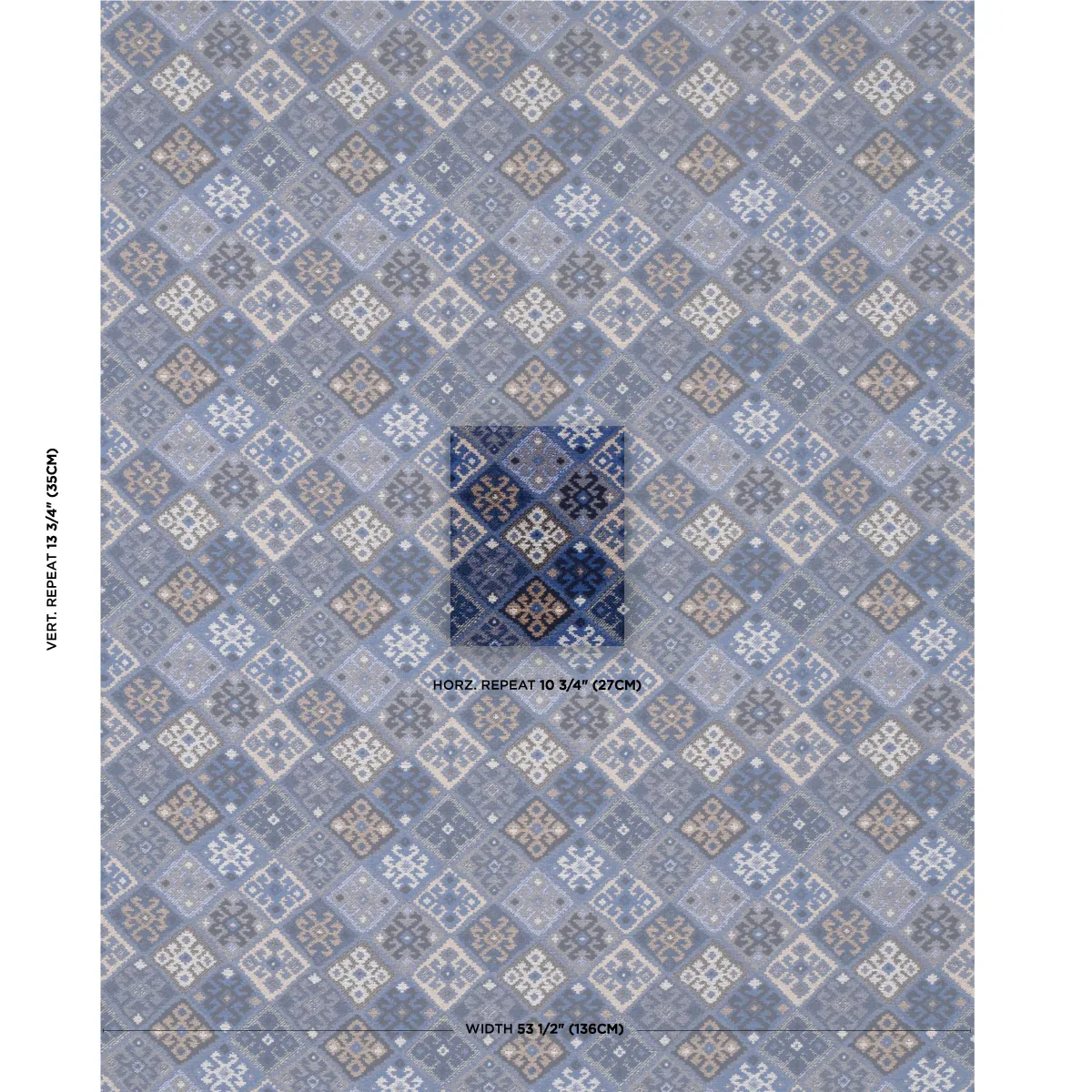 KILIM WEAVE fabric BLUE color by Schumacher
