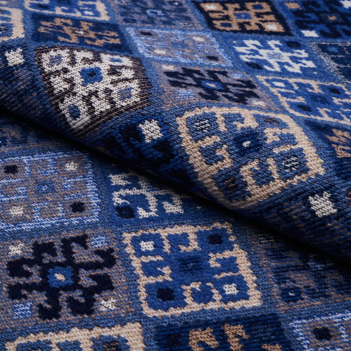 KILIM WEAVE fabric BLUE color by Schumacher
