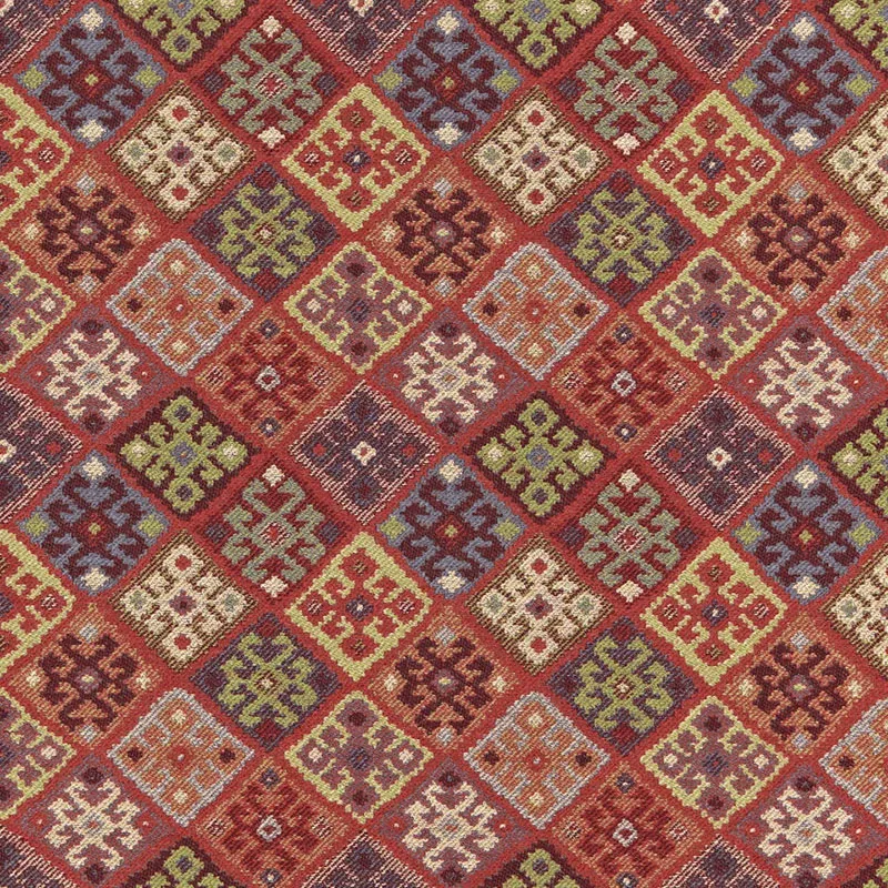 KILIM WEAVE fabric CARMINE color by Schumacher