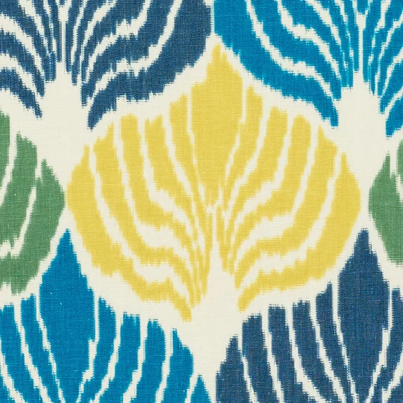 KIMONO IKAT Fabric – COASTAL | Schumacher | Wallpaper Twins KIMONO IKAT fabric COASTAL color by Schumacher