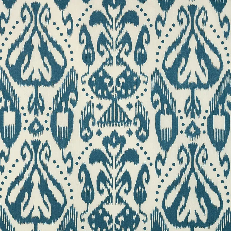 KIVA EMBROIDERED IKAT fabric LAPIS color by Schumacher
