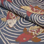 KOI FISH Fabric – INDIGO | Schumacher | Wallpaper Twins KOI FISH fabric INDIGO color by Schumacher