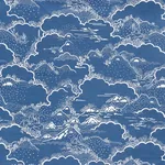 KUMO VILLAGE fabric BLUE color by Schumacher