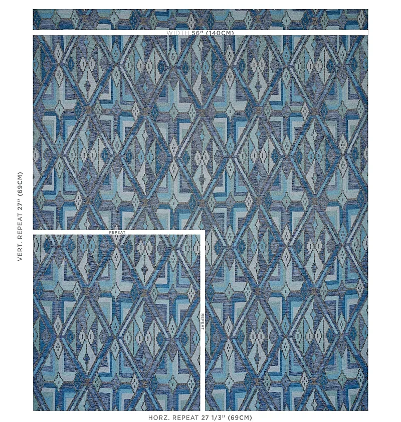KUZMA Fabric – BLUE | Schumacher | Wallpaper Twins KUZMA fabric BLUE color by Schumacher