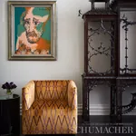 KYOTO TRELLIS Fabric – SAFFRON | Schumacher | Wallpaper Twin KYOTO TRELLIS fabric SAFFRON color by Schumacher