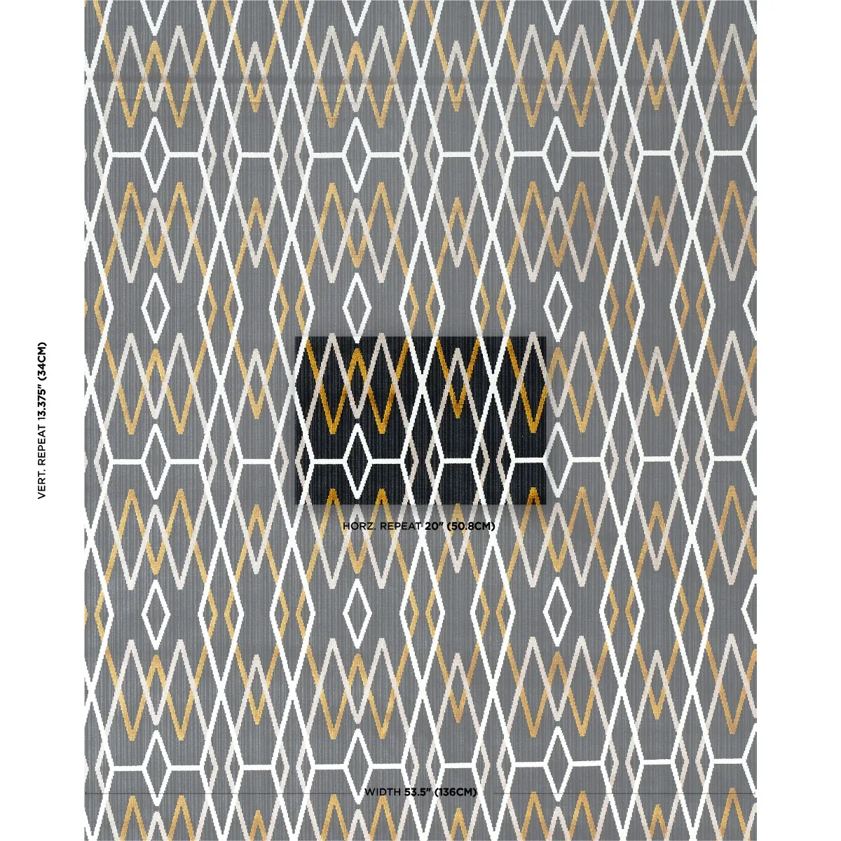 KYOTO TRELLIS fabric SOOT color by Schumacher