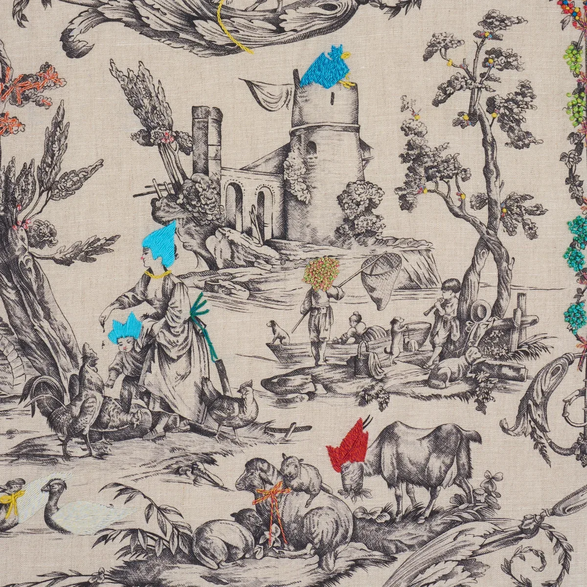 LA LIBERTE AMERICAINE TOILE Fabric – MULTIVERSE | Schumacher LA LIBERTE AMERICAINE TOILE fabric MULTIVERSE color by Schumacher