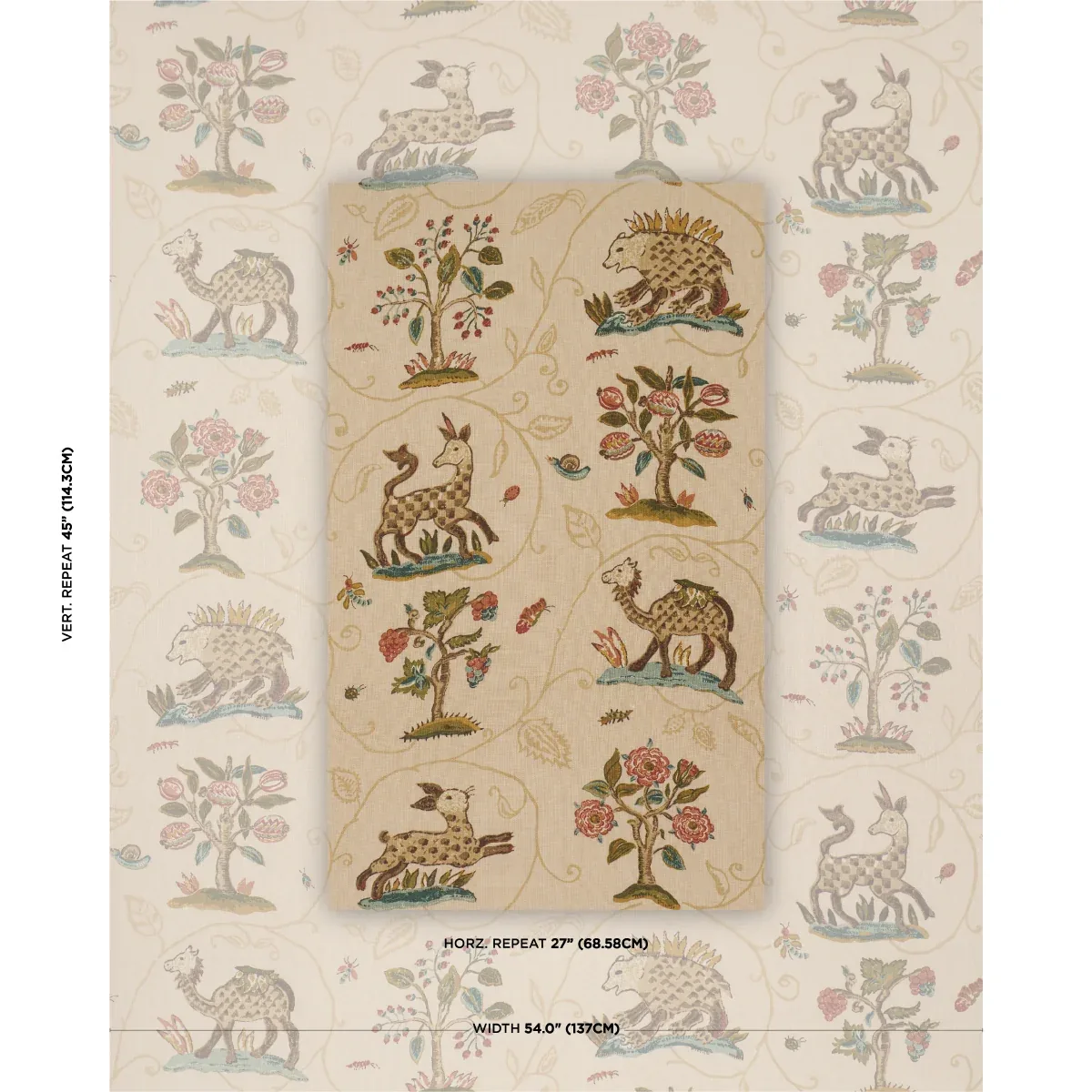 LA MENAGERIE Fabric – CREAM | Schumacher | Wallpaper Twins LA MENAGERIE fabric CREAM color by Schumacher