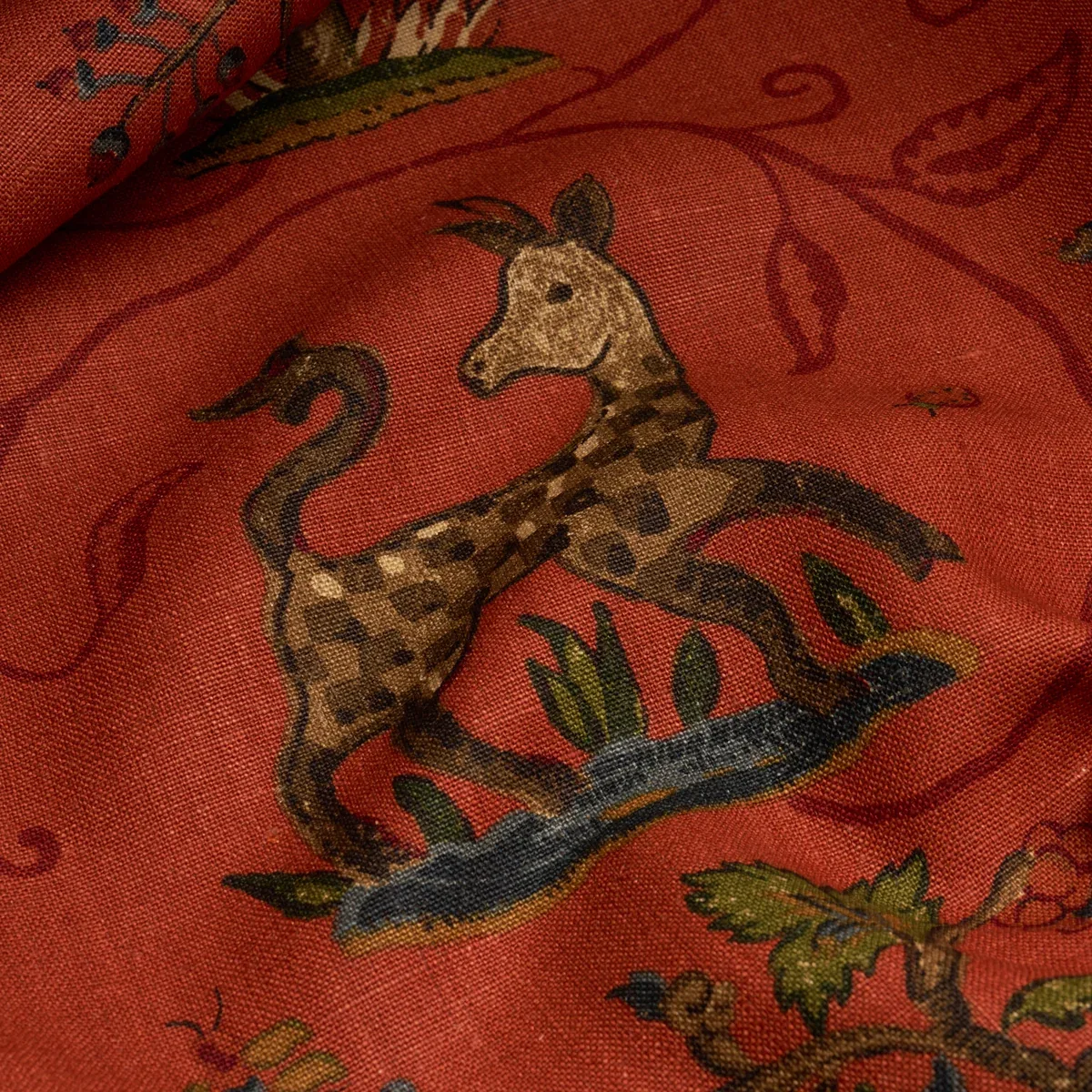 LA MENAGERIE Fabric – FLAME RED | Schumacher | Wallpaper Twi LA MENAGERIE fabric FLAME RED color by Schumacher
