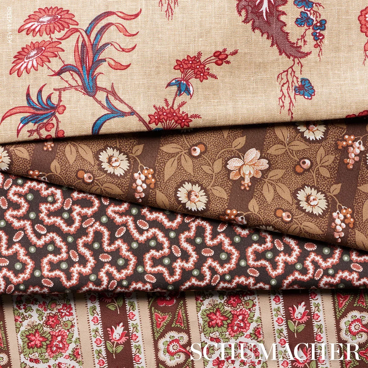 LA RUE STRIPE fabric COGNAC color by Schumacher