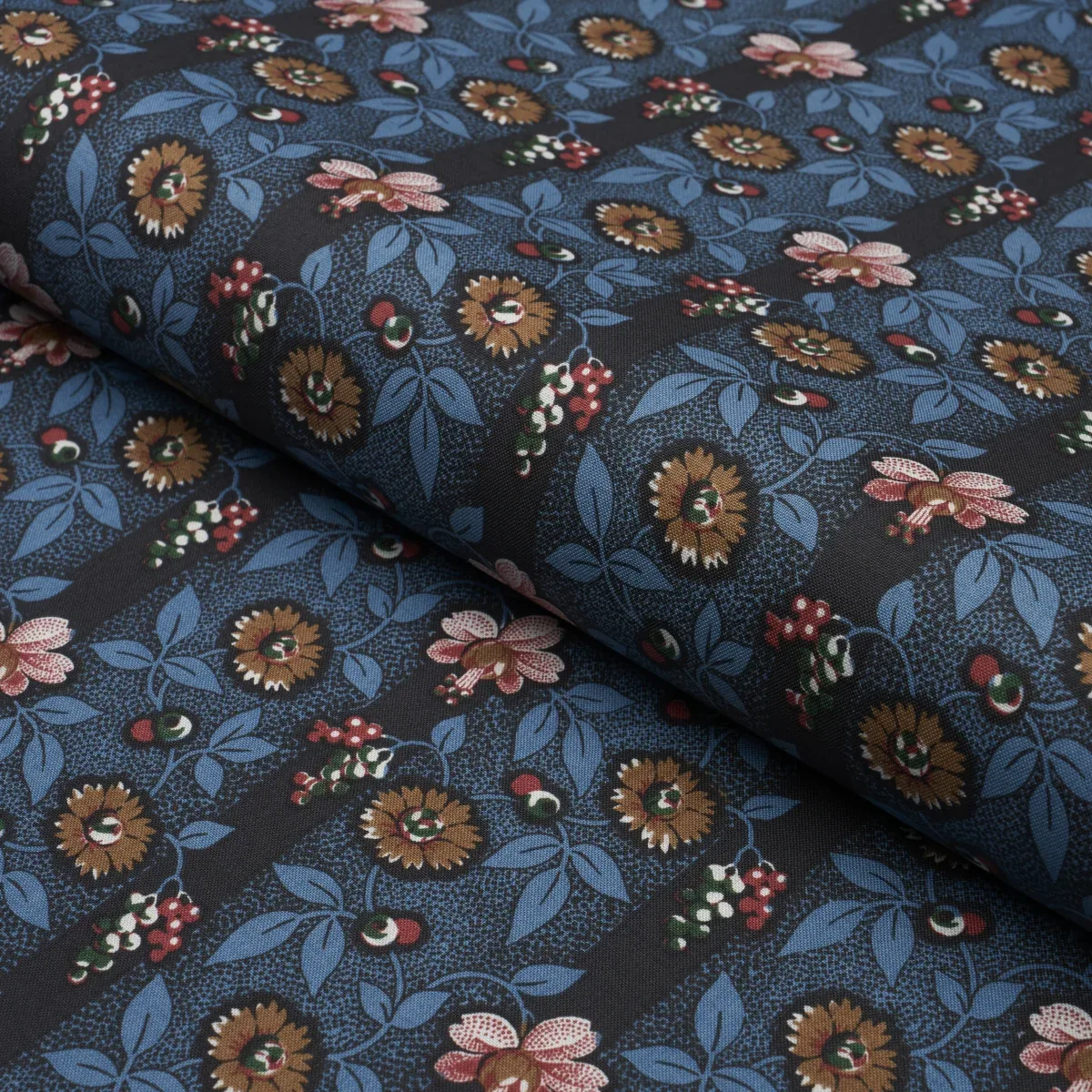 LA RUE STRIPE fabric MIDNIGHT color by Schumacher
