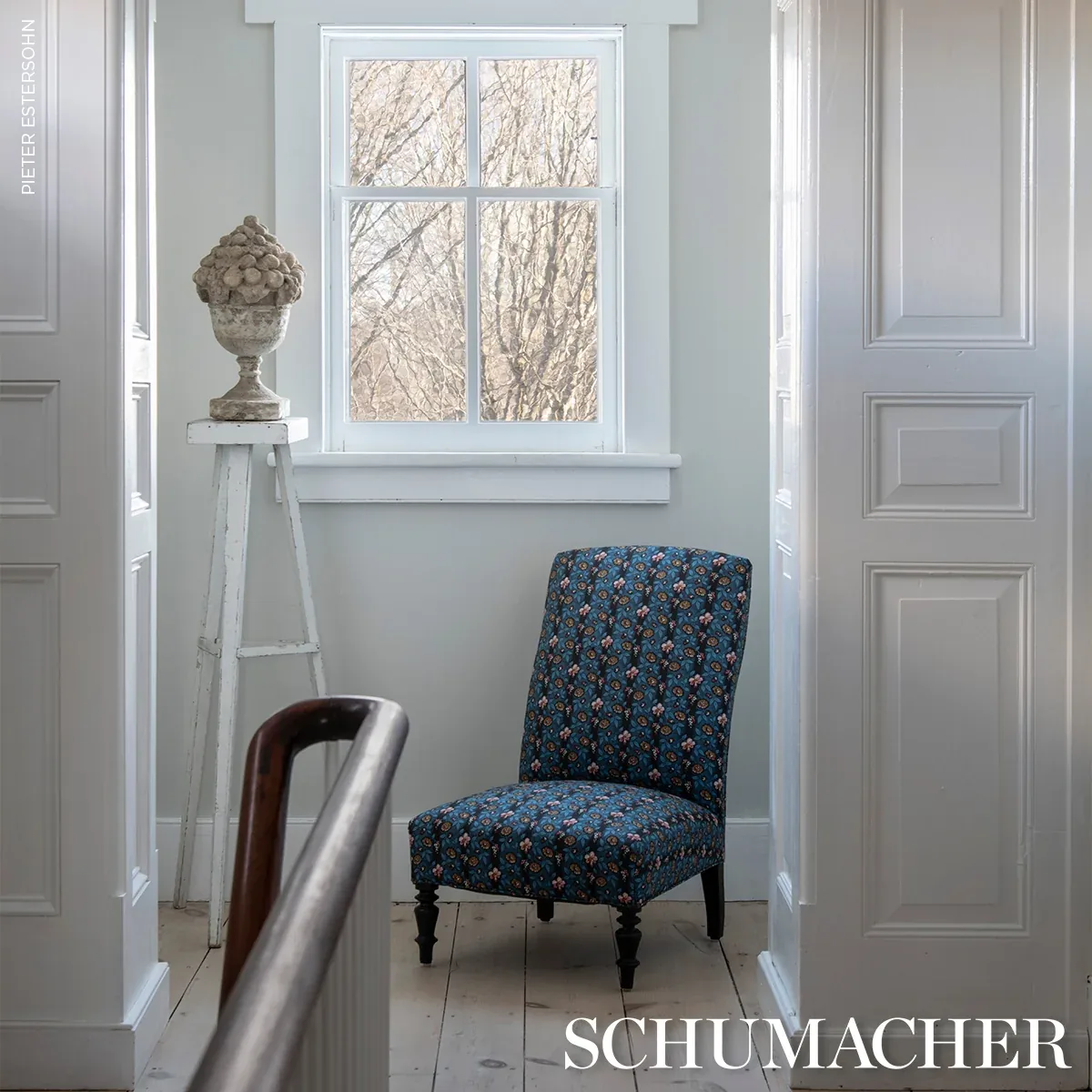 LA RUE STRIPE fabric MIDNIGHT color by Schumacher