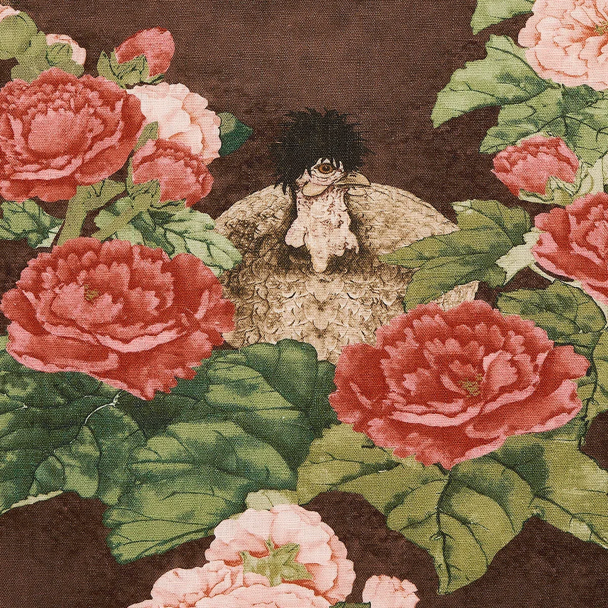 LADY HOLLYHOCK Fabric – BROWN | Schumacher | Wallpaper Twins LADY HOLLYHOCK fabric BROWN color by Schumacher