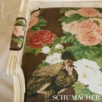 LADY HOLLYHOCK Fabric – BROWN | Schumacher | Wallpaper Twins LADY HOLLYHOCK fabric BROWN color by Schumacher