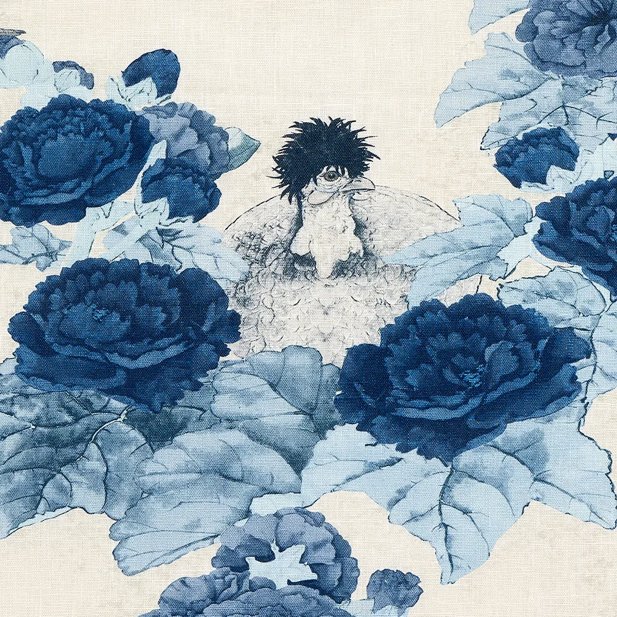 LADY HOLLYHOCK Fabric – DELFT | Schumacher | Wallpaper Twins LADY HOLLYHOCK fabric DELFT color by Schumacher