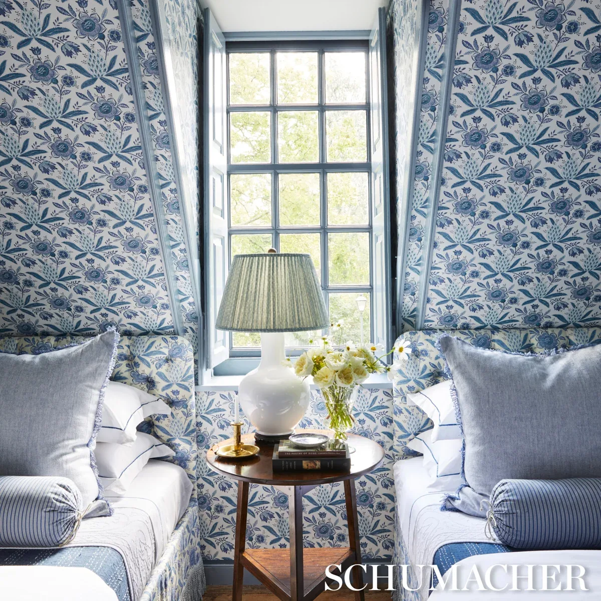 LAFAYETTE BOTANICAL fabric CORNFLOWER color by Schumacher