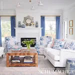 LANGE GLAZED LINEN Fabric – DELFT | Schumacher | Wallpaper T LANGE GLAZED LINEN fabric DELFT color by Schumacher