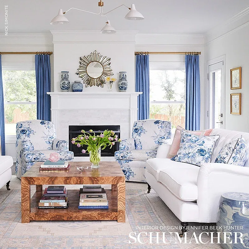 LANGE GLAZED LINEN Fabric – DELFT | Schumacher | Wallpaper T LANGE GLAZED LINEN fabric DELFT color by Schumacher