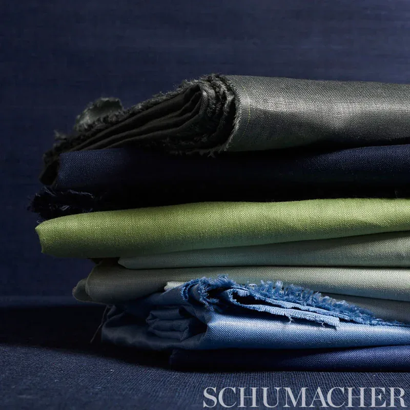 LANGE GLAZED LINEN Fabric – NAVY | Schumacher | Wallpaper Tw LANGE GLAZED LINEN fabric NAVY color by Schumacher