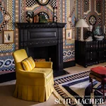LANGE GLAZED LINEN Fabric – YELLOW | Schumacher | Wallpaper LANGE GLAZED LINEN fabric YELLOW color by Schumacher