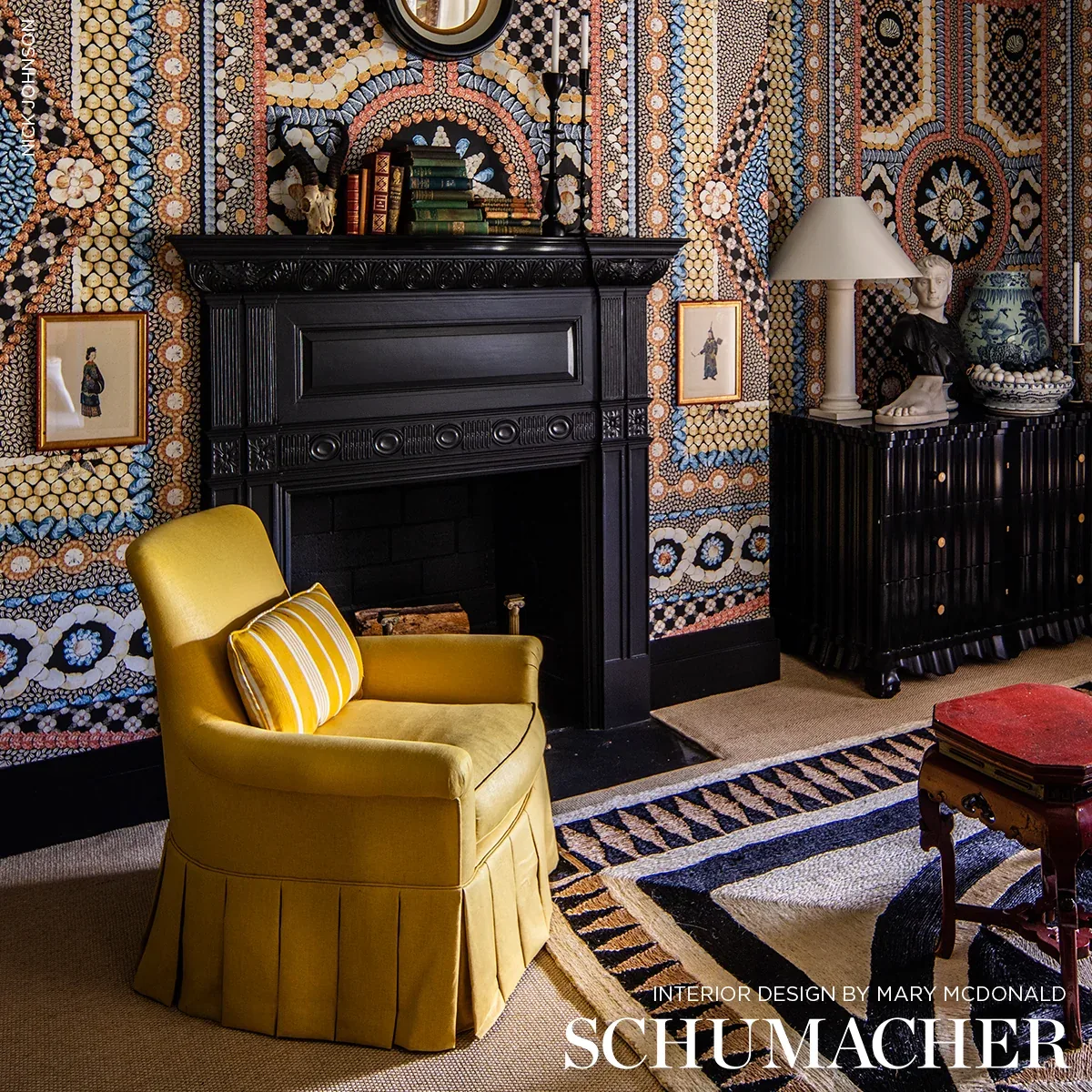 LANGE GLAZED LINEN Fabric – YELLOW | Schumacher | Wallpaper LANGE GLAZED LINEN fabric YELLOW color by Schumacher