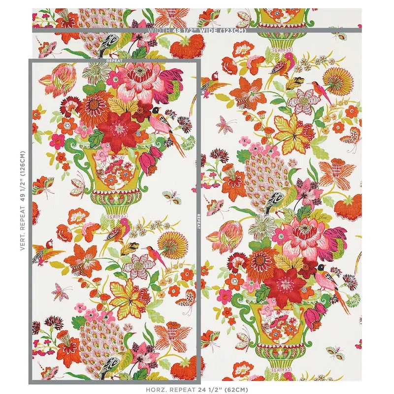 LANSDALE BOUQUET Fabric – SUMMER | Schumacher | Wallpaper Tw LANSDALE BOUQUET fabric SUMMER color by Schumacher