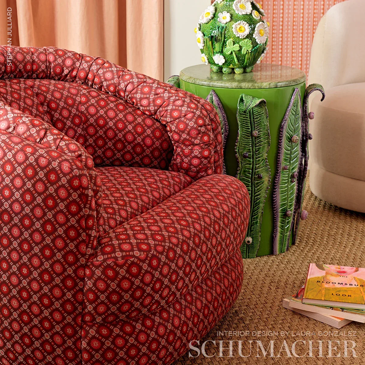 LARISSA fabric BURGUNDY color by Schumacher